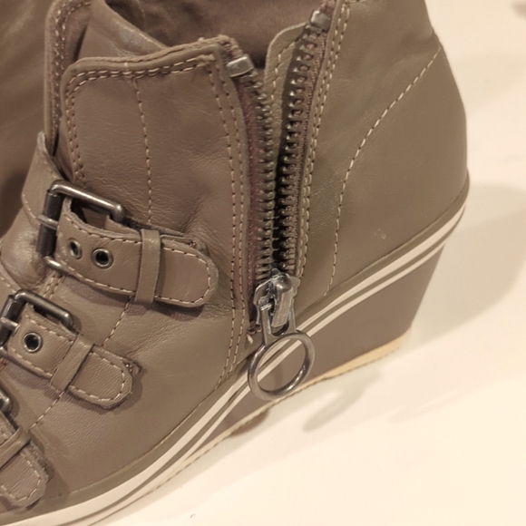 ash Taupe Wedge Zip Leather HighTop Sneaker Size 6.5 (37) - Picture 10 of 14